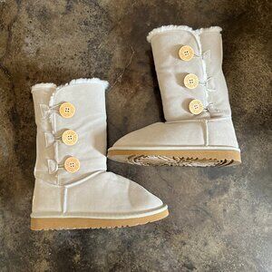 UGG NEW Natural Tan Tall Fur Side Button Accent Women's Winter Boots